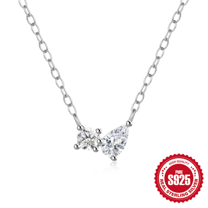 New 925 Sterling Silver Cluster Stone Collarbone Necklace for Women, Popular on Social Media, Niche Ins Style, Pers...