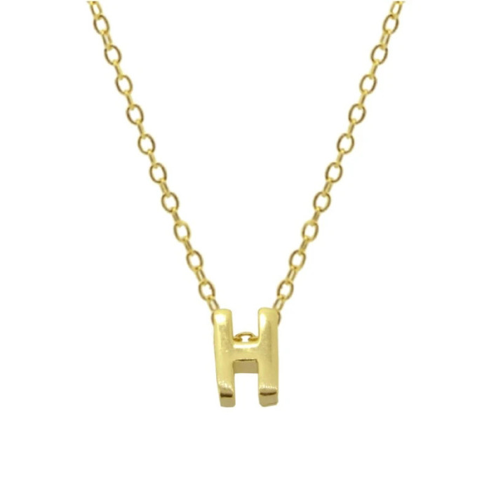 925 Sterling Silver Smooth Surface 26 English Letters Pendant Necklace Bestselling INS Light Luxury Hot-Selling Colla...