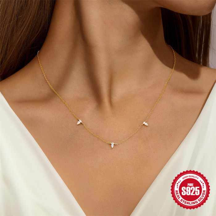 New S925 Sterling Silver Geometric Diamond-Studded Elegant Collarbone Necklace Cross-Border Hot-Selling Irregular Zircon Versatile Necklace