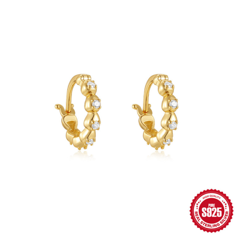 New S925 Sterling Silver Personality Water Drop Inlaid Diamond Light Luxury Hoop Earrings European and American Hot Selling Creative Versatile Earrings for Women