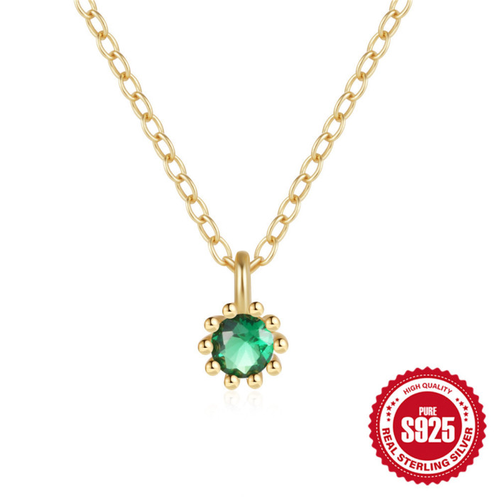 New S925 Sterling Silver Single Diamond Pendant Versatile Fashion Collarbone Chain Korean Style Elegant Niche Design Inlaid Diamond Necklace