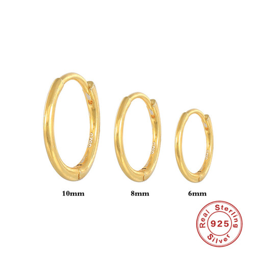 S925 Sterling Silver INS Style Minimalist Smooth Hoop Earrings Ear Clips Earrings Set European and American Hot Selling Trendy Cool Earrings