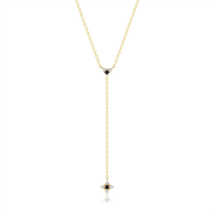 New S925 Sterling Silver Y-Shaped Diamond-Studded Daily Versatile Collarbone Chain European and American French Style Personality INS Trendy Necklace for Women