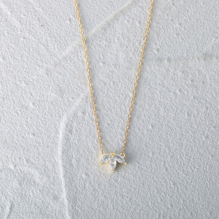 S925 Sterling Silver Personalized Marquise Stone Women's Collarbone Necklace Hot Selling INS Light Luxury Elegant C...