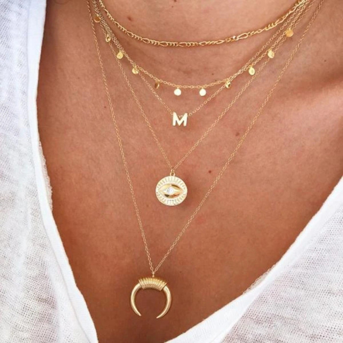925 Sterling Silver Smooth Surface 26 English Letters Pendant Necklace Bestselling INS Light Luxury Hot-Selling Colla...