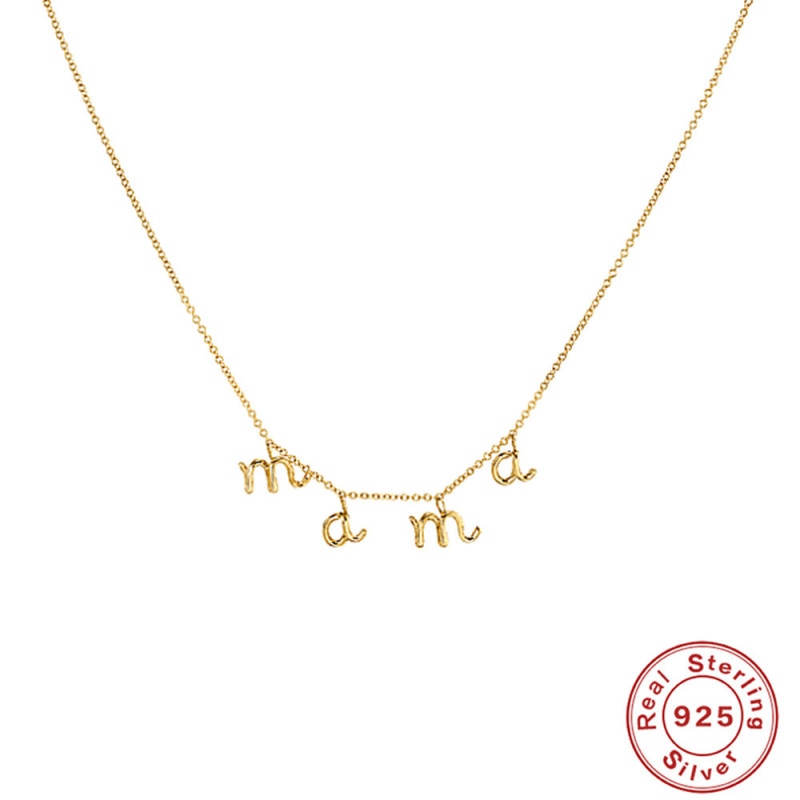 S925 Sterling Silver Mama Smooth Letter Necklace Mother's Day Gift European and American Hot Selling Ins Style Elegant Collarbone Necklace