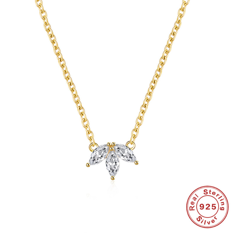 S925 Sterling Silver Personalized Marquise Diamond Women's Collarbone Necklace European and American Hot Selling INS Light Luxury Elegant Collarbone Chain for Women