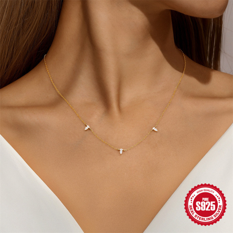 New S925 Sterling Silver Geometric Diamond-Studded Elegant Collarbone Necklace Cross-Border Hot-Selling Irregular Zircon Versatile Necklace