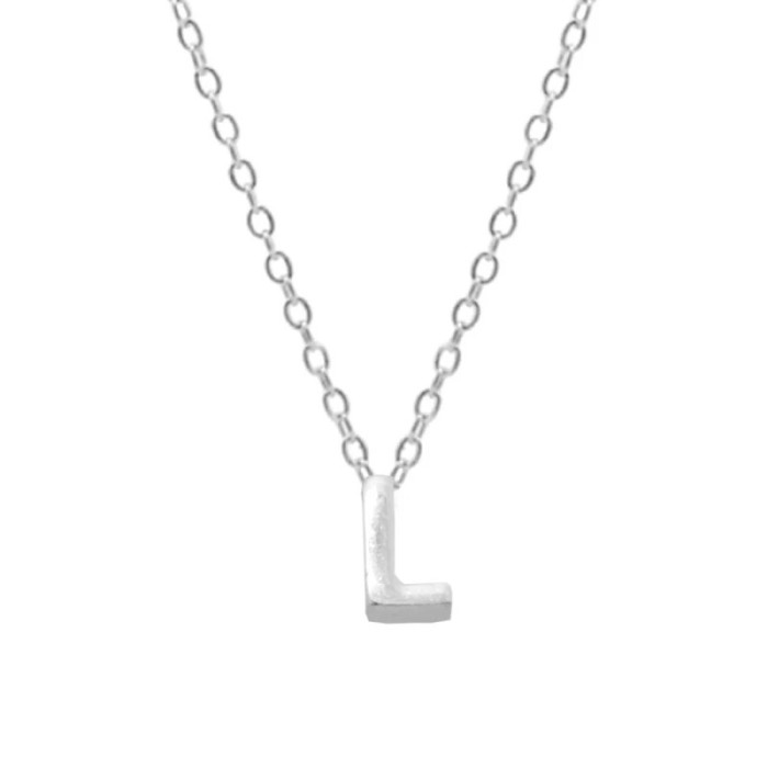 925 Sterling Silver Smooth Surface 26 English Letters Pendant Necklace Bestselling INS Light Luxury Hot-Selling Colla...
