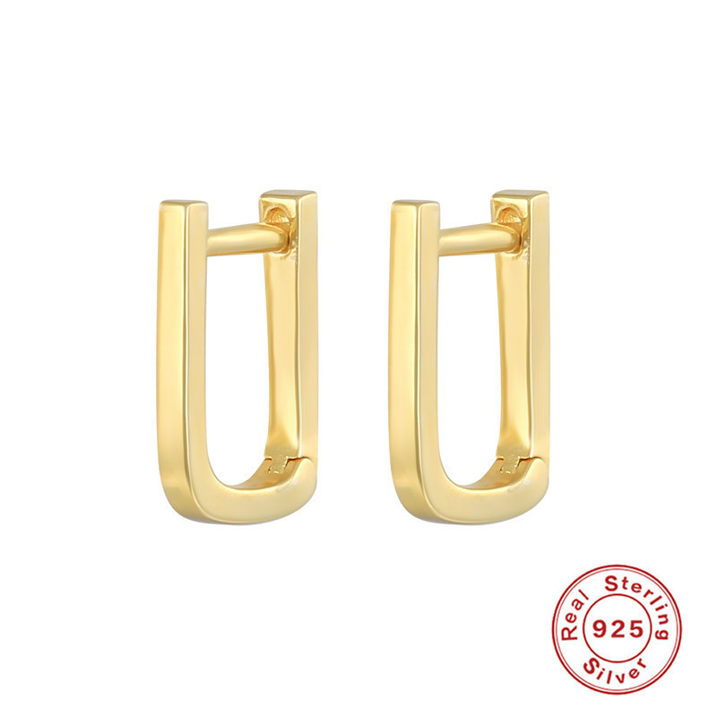 S925 Sterling Silver U-Shaped Smooth Hoop Earrings Ear Cuffs European and American Cross-Border Hot-Selling Fashion Personality Trendy Ear Jewelry INS Style Earrings