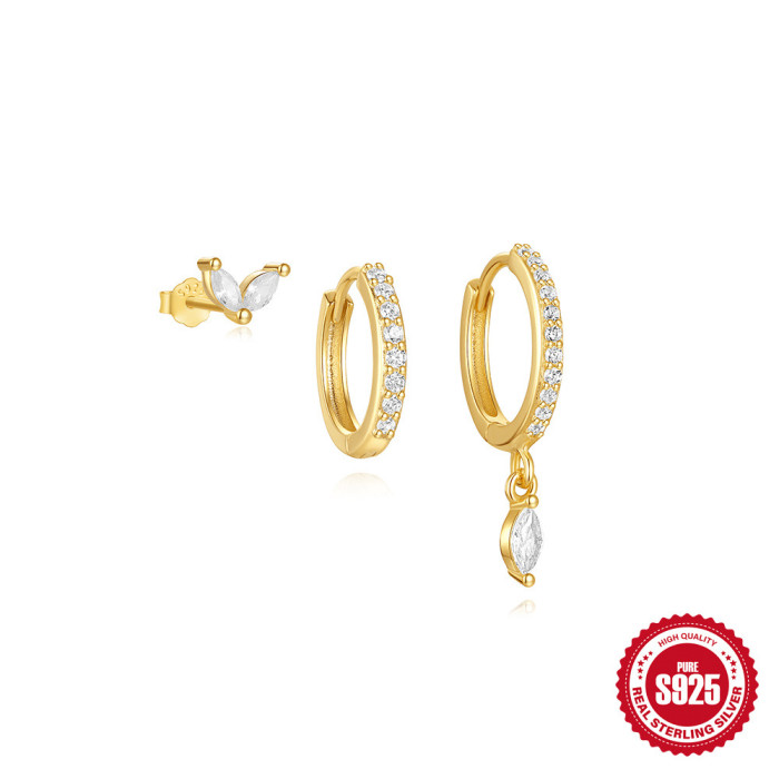 S925 Sterling Silver Classic Devil's Eye Lightning Hoop Earrings Set Hot Selling Elegant Stone-Studded Earrings, Je...