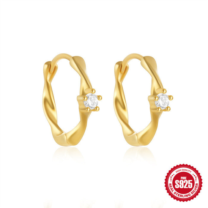 S925 Sterling Silver Double Row Cross Oil Drop Earrings Hoop Style Stone-Inlaid Heart Water Drop Ear Clips Creative...