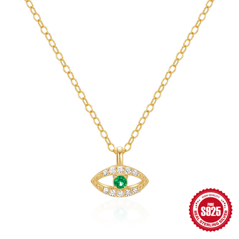 S925 Sterling Silver Classic Hot-Selling Devil's Eye Diamond-Studded Necklace for Women European and American Cross-Border INS Eye Creative Collarbone Chain