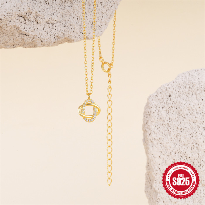925 Sterling Silver Internet Celebrity New Style Diamond-Encrusted Necklace Japanese and Korean Ins Cold Style Fairy Exquisite Geometric Oval Collarbone Chain