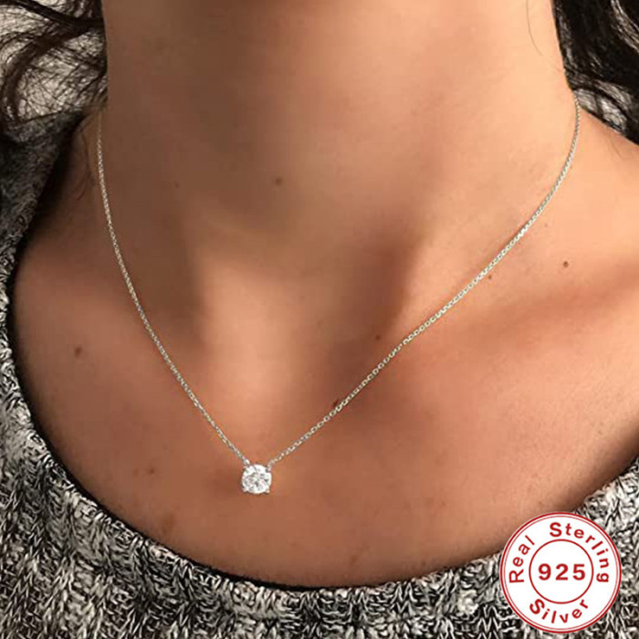 S925 Sterling Silver Super Sparkling Diamond-Encrusted High-End Collarbone Necklace Internet Celebrity TikTok Same Style Daily Work Wear Collarbone Chain