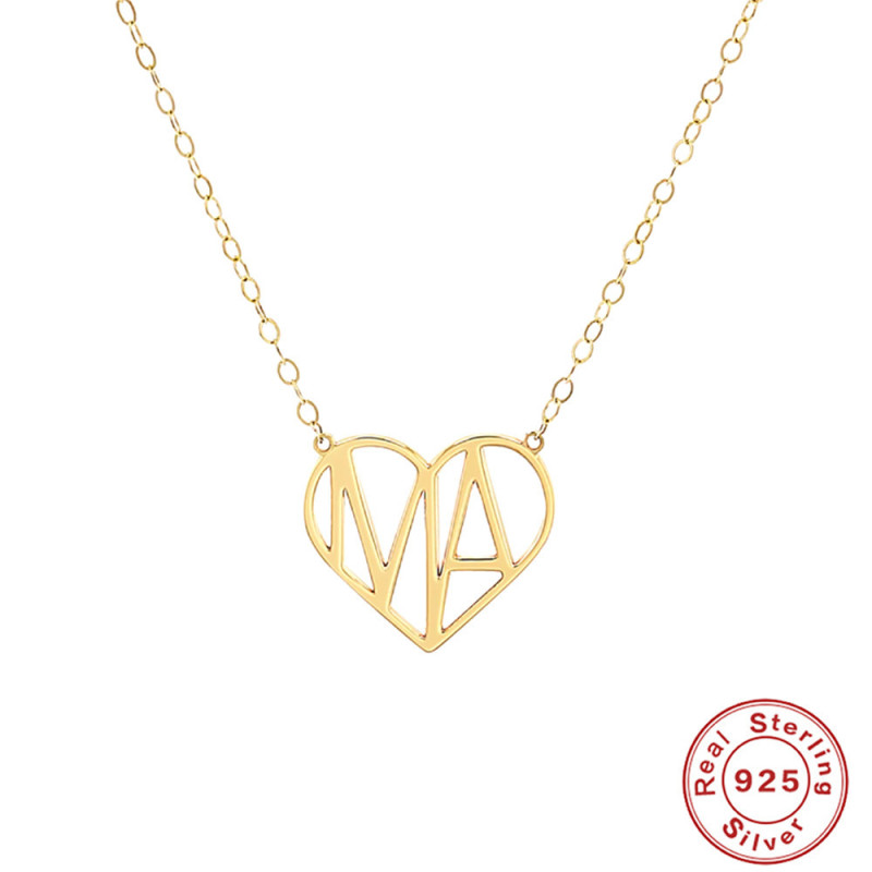 S925 Sterling Silver Heart Letter Necklace Mother's Day Gift European and American Hot Selling Ins Minimalist Temperament Collarbone Necklace for Women