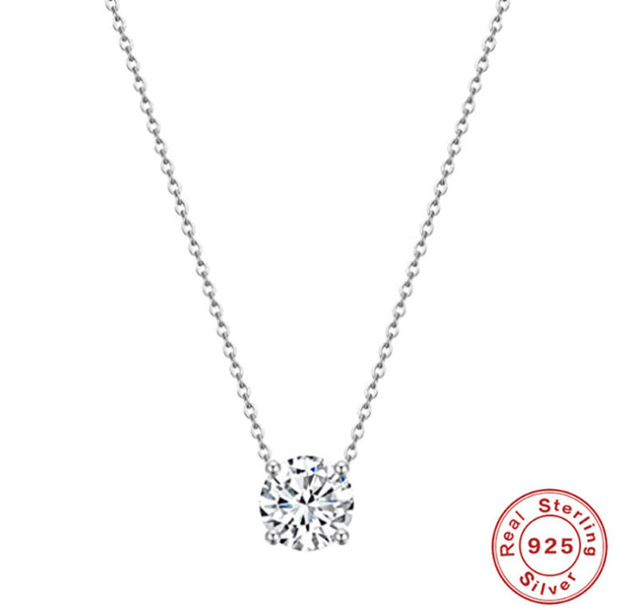 S925 Sterling Silver Super Sparkling Diamond-Encrusted High-End Collarbone Necklace Internet Celebrity TikTok Same Style Daily Work Wear Collarbone Chain