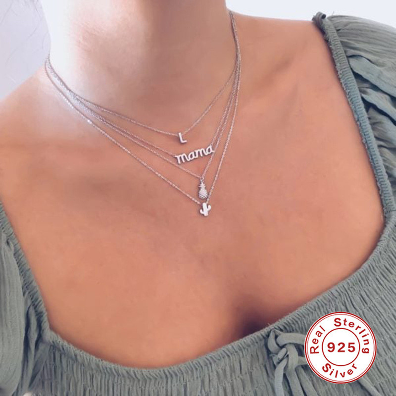 S925 Sterling Silver INS Style Mama Mother's Day Gift Necklace for Women Korean and Japanese Style Elegant Versatile Collarbone Necklace