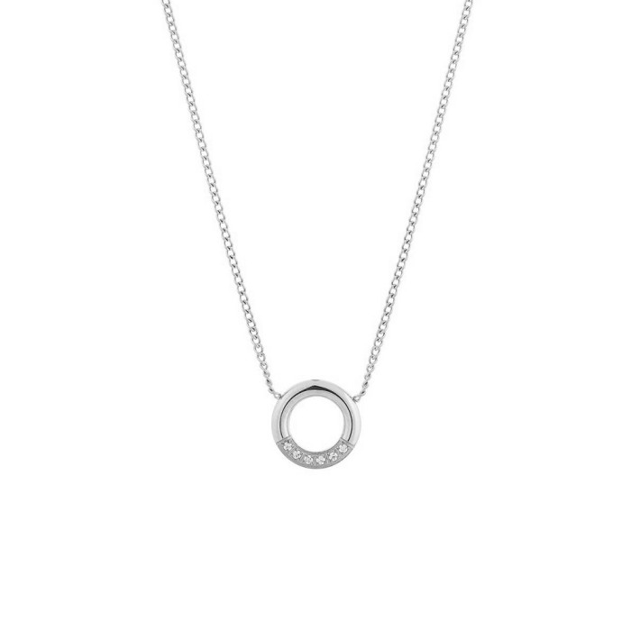 S925 Sterling Silver Simple INS Style Diamond-Studded Round Necklace for Women, European and American Fashion Niche Collarbone Chain Pendant Hot Jewelry