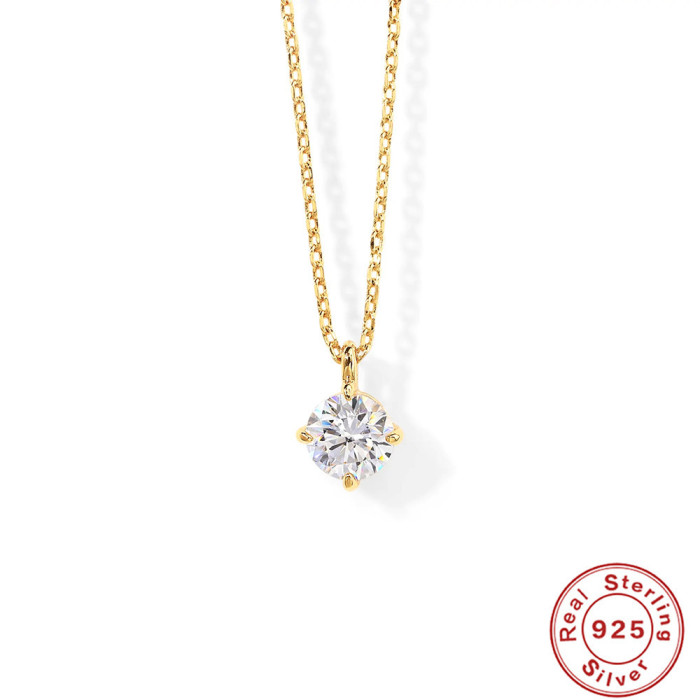 S925 Sterling Silver Single Luxury Zircon Inlaid Diamond Women's Collarbone Necklace European and American Fashion Simple Ins Style Collarbone Chain