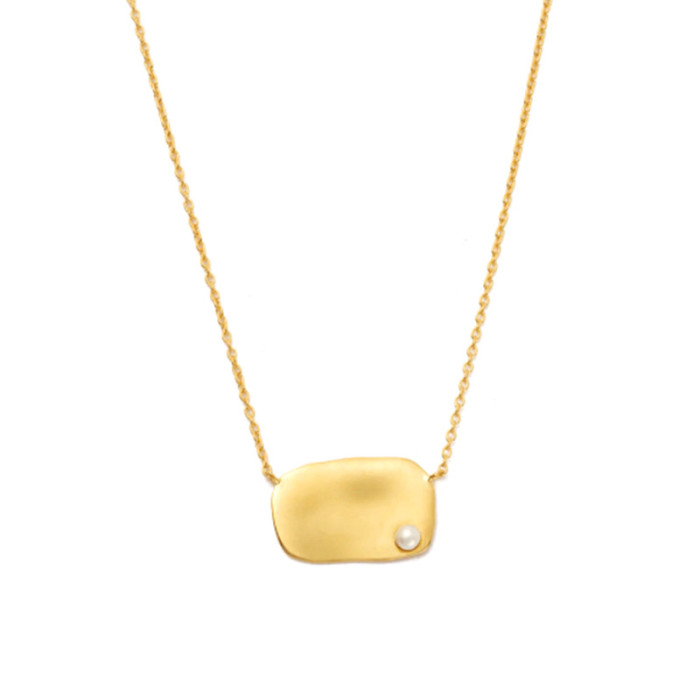 S925 Sterling Silver Light Luxury Irregular Initial Collarbone Necklace European and American Cross-Border Hot-Selling French Retro Pearl Necklace for Women