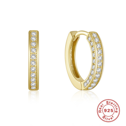 S925 Sterling Silver Three-Row Diamond-Studded Light Luxury Hoop Earrings Korean Style Elegant Personality Niche High-End Earrings for Women
