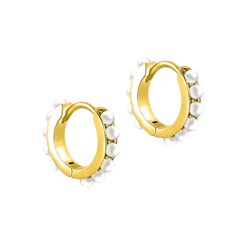 New S925 Sterling Silver Classic Pearl Hoop Earrings Amazon Hot Selling Light Luxury Fashion Simple Earrings Jewelry
