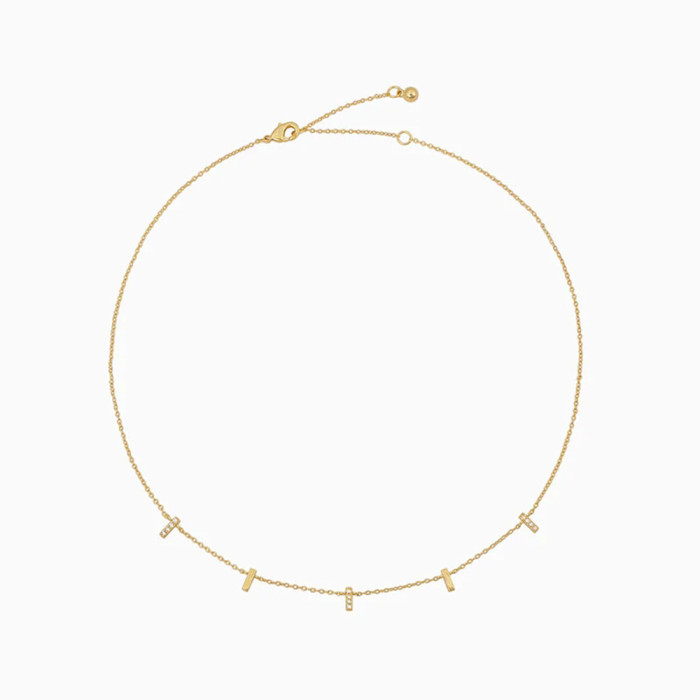 S925 Sterling Silver Straight Diamond Twin Women's Necklace European and American Fashion Cross-Border Ins Style Hip Hop Clavicle Chain Necklace