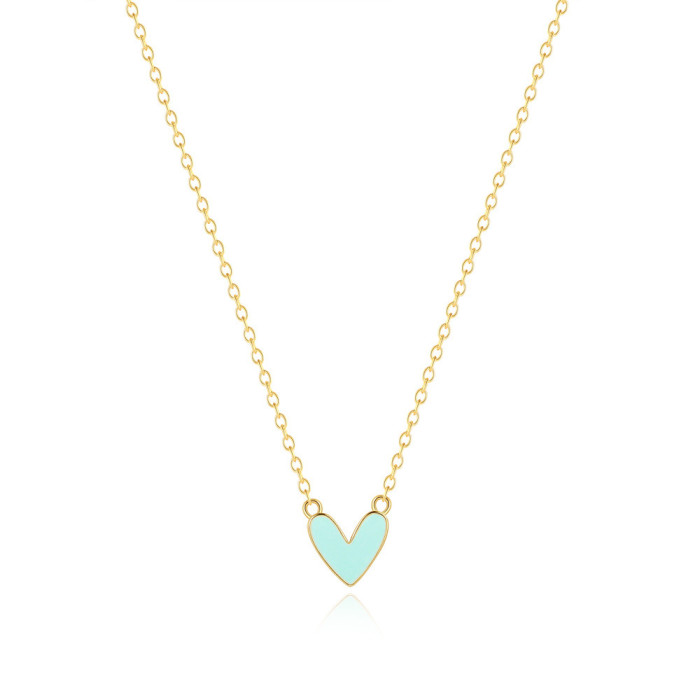 New S925 Sterling Silver Heart Oil Drop Necklace for Women, European and American Hot-Selling French Style, High-End Design Fashion Collarbone Chain