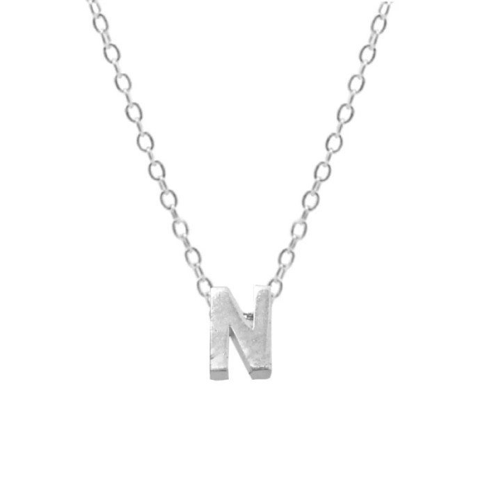 925 Sterling Silver Smooth Surface 26 English Letters Pendant Necklace Bestselling INS Light Luxury Hot-Selling Colla...