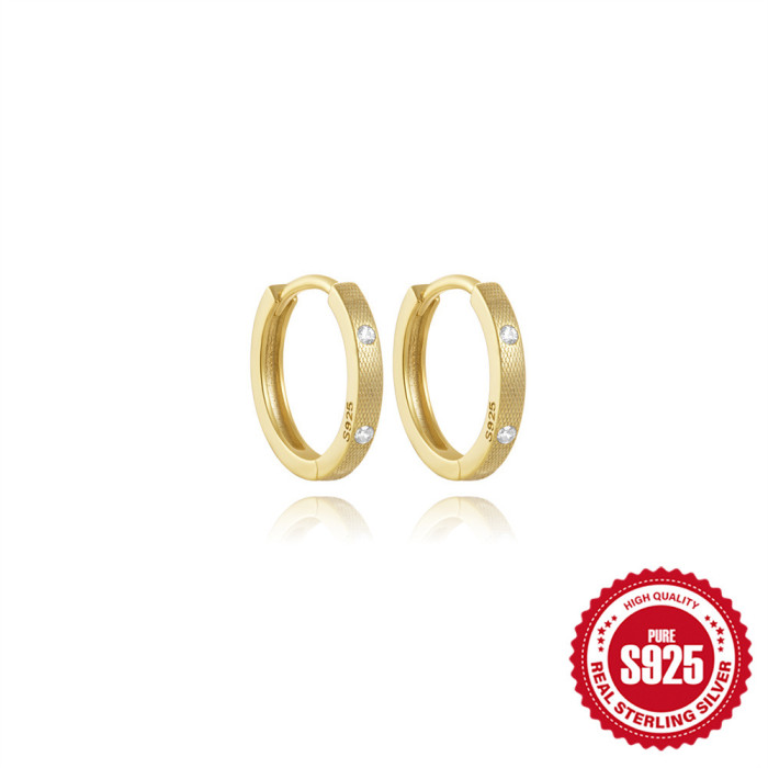 Hot Selling S925 Sterling Silver Round Micro Inlaid Zircon Earrings Hoop Jewelry Bestselling Classic Stone-Studded...