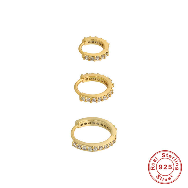 S925 Sterling Silver Multi-size Combination Versatile Diamond-studded Earrings and Ear Clips Set European and American Hot-selling Trendy INS Earrings for Women