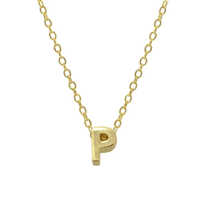 925 Sterling Silver Smooth Surface 26 English Letters Pendant Necklace Bestselling INS Light Luxury Hot-Selling Colla...