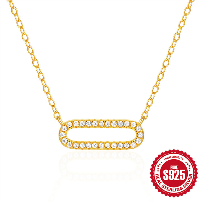 New 925 Sterling Silver Square Micro Pave Diamond Luxury Collarbone Chain AliExpress Hot Sale INS Minimalist Style Necklace
