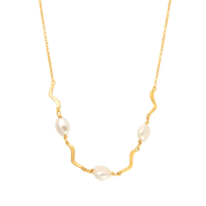 S925 Sterling Silver Light Luxury Irregular Initial Collarbone Necklace European and American Cross-Border Hot-Selling French Retro Pearl Necklace for Women