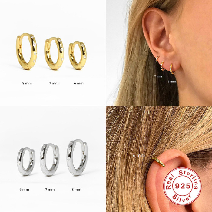 Bestselling S925 Sterling Silver Round Stone Stud Earrings Fashion Trend INS Earrings