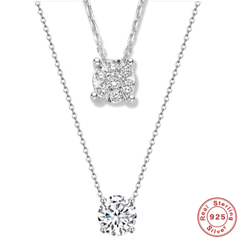 S925 Sterling Silver Super Sparkling Diamond-Encrusted High-End Collarbone Necklace Internet Celebrity TikTok Same Style Daily Work Wear Collarbone Chain