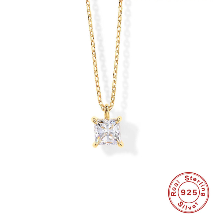 S925 Sterling Silver Single Luxury Zircon Inlaid Diamond Women's Collarbone Necklace European and American Fashion Simple Ins Style Collarbone Chain