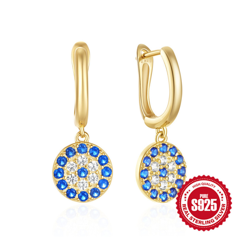 New 925 Sterling Silver Light Luxury Niche Devil's Eye Diamond-Studded Ear Cuff Earrings European and American Hot Sale Super Sparkling Personality Jewelry