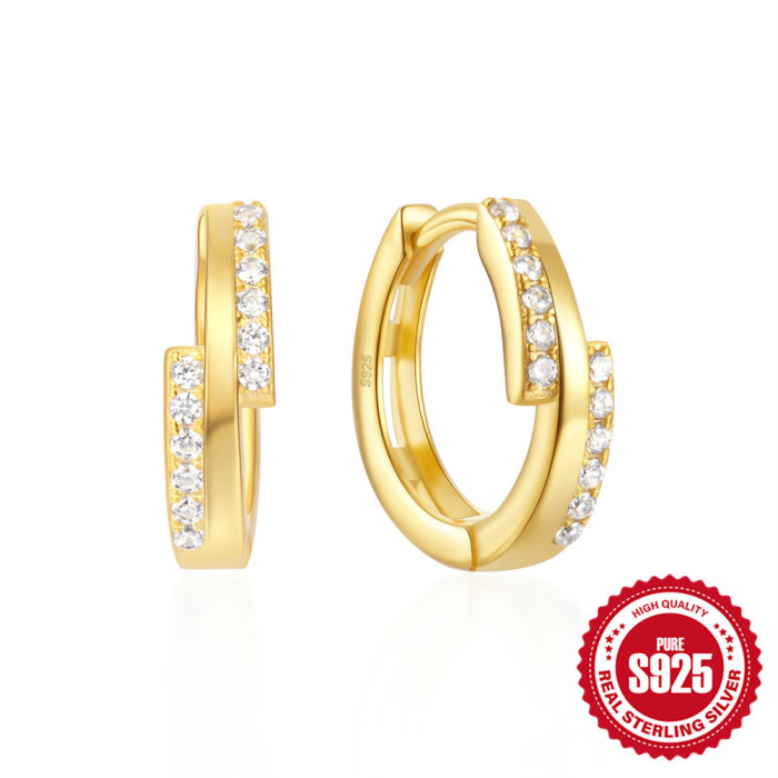 925 Sterling Silver Micro Inlaid Zircon 8-Shaped Twisted Earrings Hoop Hot-Selling Infinity Symbol High-End Earrings...