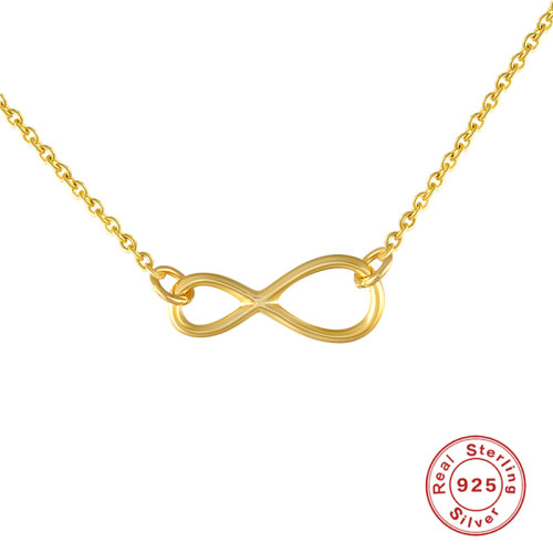 925 Sterling Silver Necklace Infinity Love Figure 8 Women's Collarbone Necklace European and American Hot Selling Creative Versatile Accessory Collarbone Chain