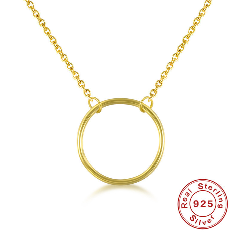 Cross-Border Hot S925 Sterling Silver Necklace Cross-Border Hot Selling 10mm Geometric Round Pendant Minimalist Clavicle Chain Necklace