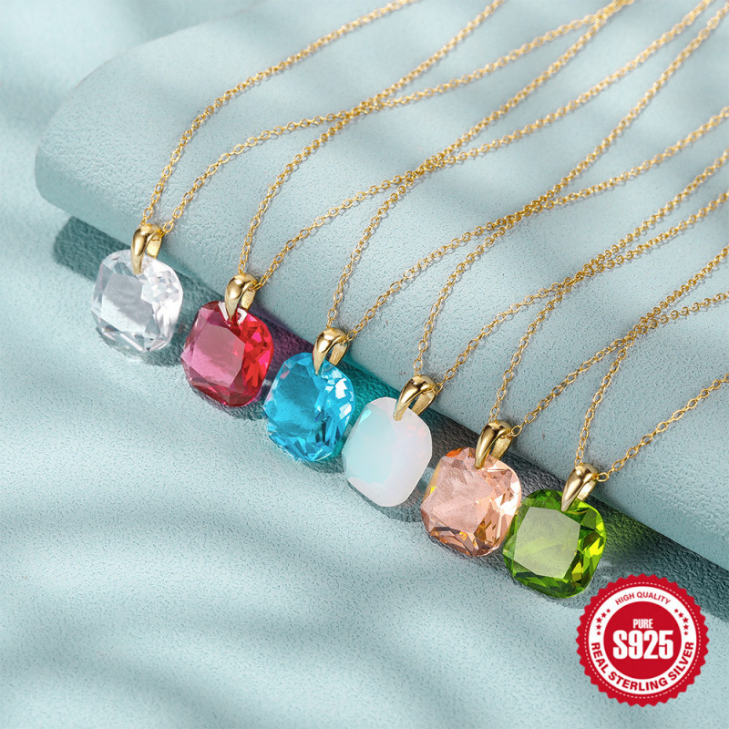 S925 Sterling Silver Luxurious Ultra Sparkling Crystal Pendant Inlaid Diamond Collarbone Necklace European and American Hot-Selling French Style Elegant Collarbone Chain