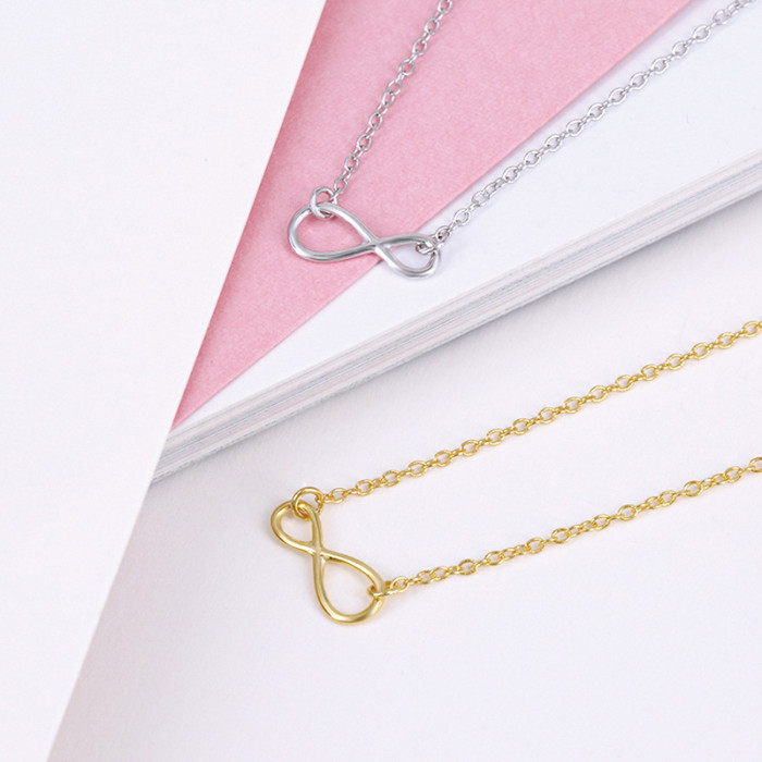 925 Sterling Silver Necklace Infinity Love Figure 8 Women's Collarbone Necklace Hot Selling Creative Versatile Access...