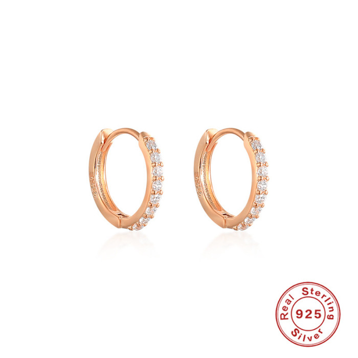 925 Sterling Silver Light Luxury Circle Earrings Ear Clips Hot Selling Jewelry Simple Colorful Zircon Hoop Earrings f...
