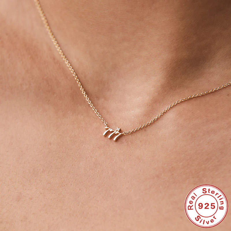 925 Sterling Silver New Angel Number Collarbone Necklace Jewelry European and American Hot Selling Light Luxury Niche Collarbone Chain Jewelry for Women