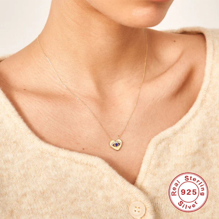 S925 Sterling Silver Classic Devil's Eye Versatile Necklace Hot-Selling Personality Creative INS French Style Clavicl...