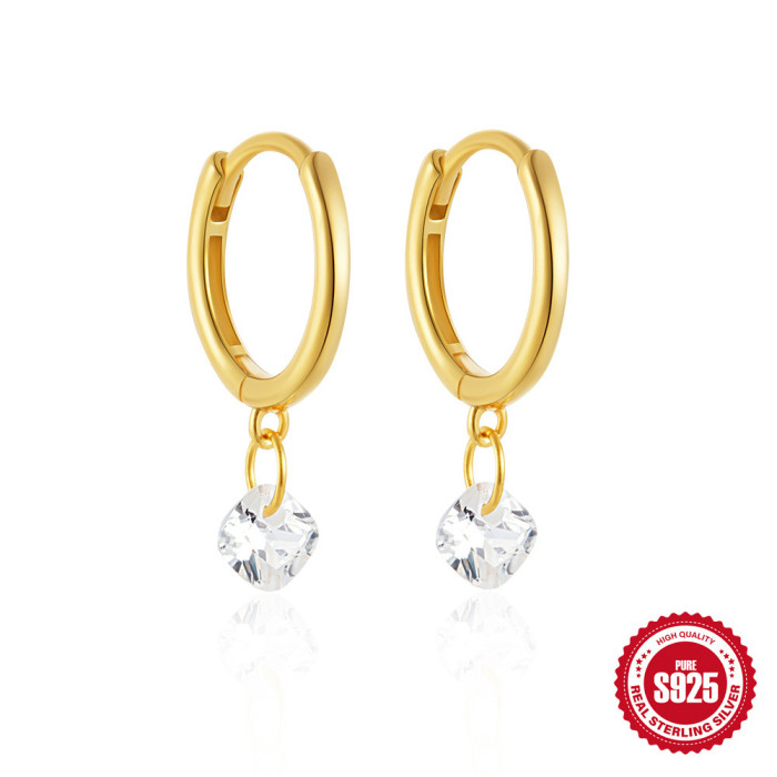 New S925 Sterling Silver Luxurious Diamond-Encrusted White Shell Petal Hoop Earrings European and American Hot-Selling Elegant Pearl Earrings