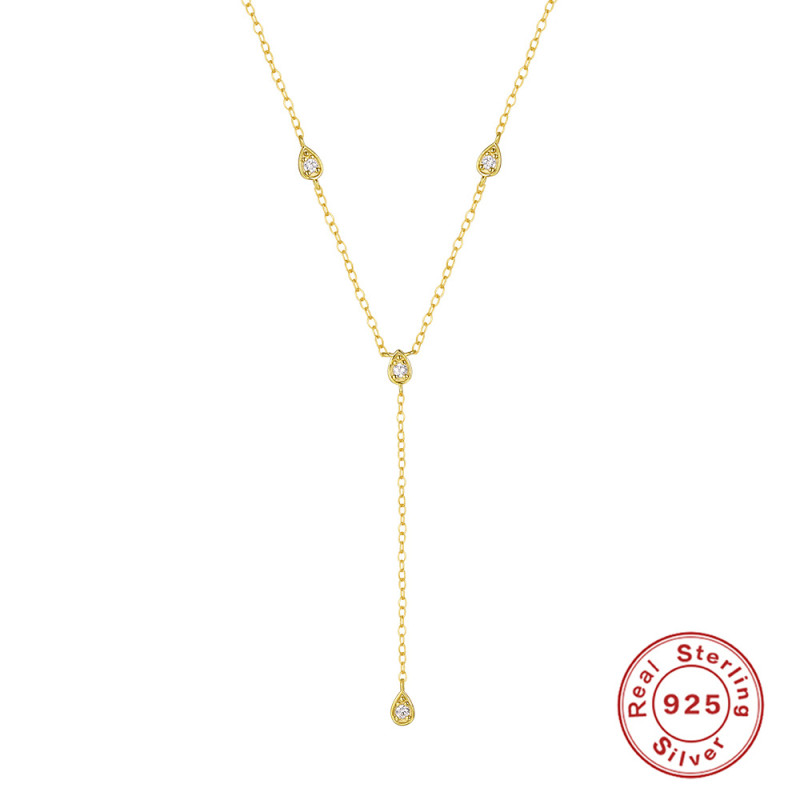 S925 Sterling Silver Classic Y-Shaped Marquise Diamond Tassel Collarbone Chain European and American Hot-Selling INS Style Personality Necklace Accessory