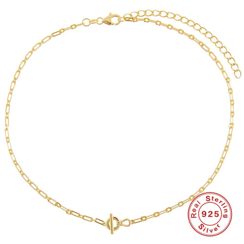 S925 Sterling Silver INS Minimalist One-word OT Buckle Necklace Personality Single-layer Metal Chain Japanese and Korean Internet Celebrity Style Necklace